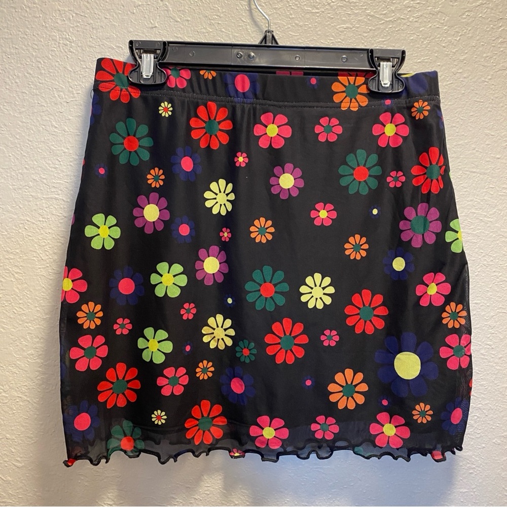 Floral Black Skirt